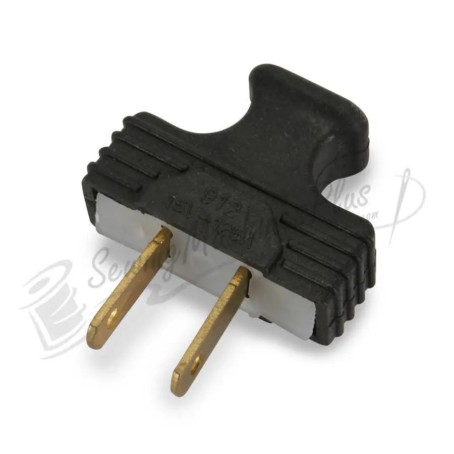 Flat Handle Plug 912 sewing machine part, black plastic with two brass pins