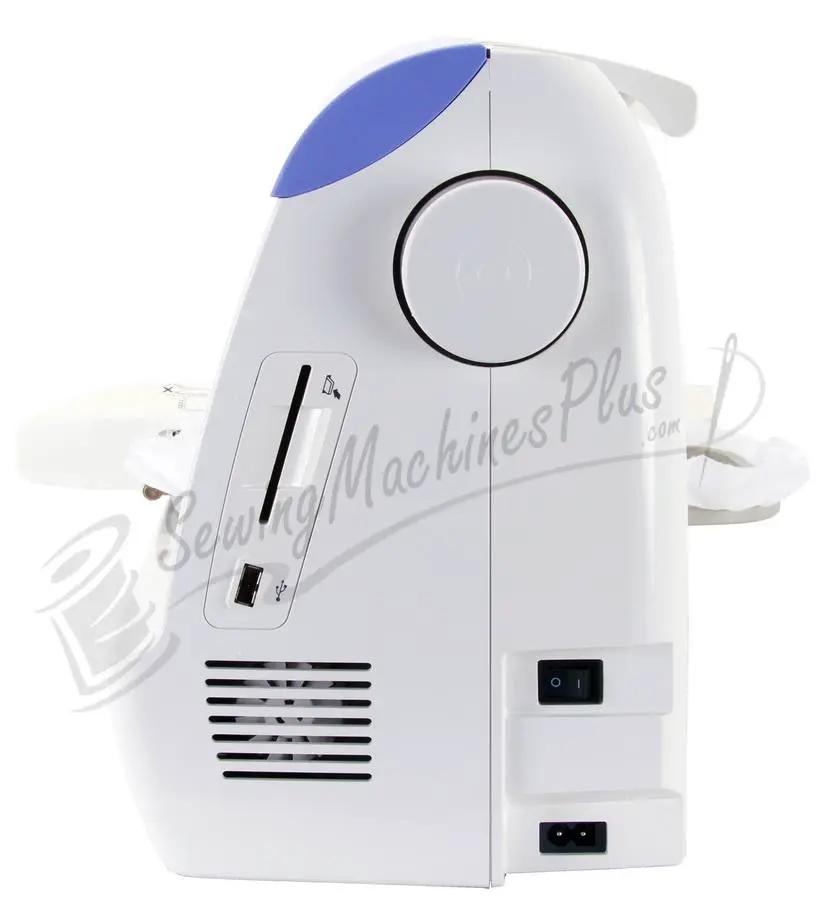 Refurbished Brother PE-770 Embroidery Machine, white body with blue top accent.