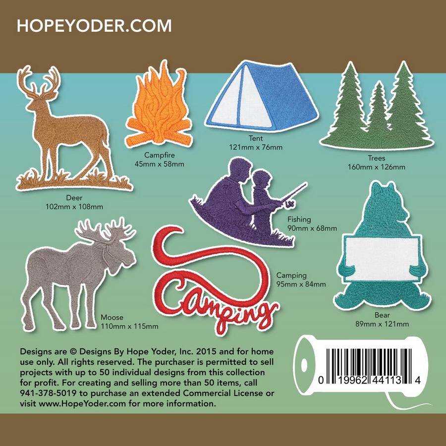 Camping Silhouettes Embroidery CD w/ SVG - Designs by Hope Yoder