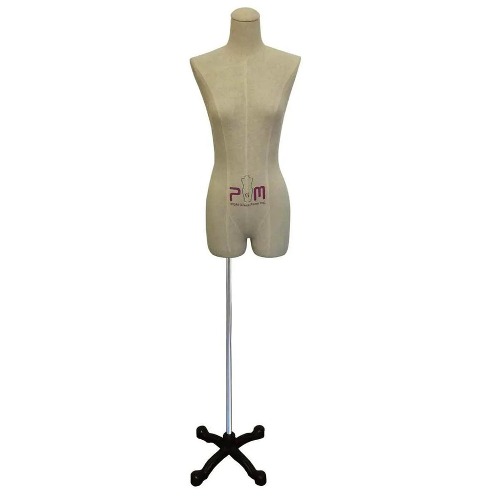 PGM Pro 602F dress form for lingerie and bridal wear on a beige fabric torso with a metal stand