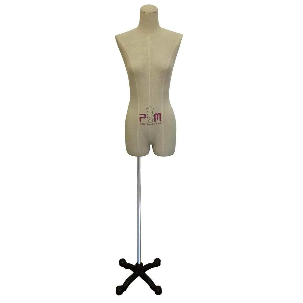 PGM Pro 602F dress form for lingerie and bridal wear on a beige fabric torso with a metal stand