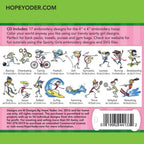Sporty Girls Embroidery CD w/ SVG - Designs by Hope Yoder