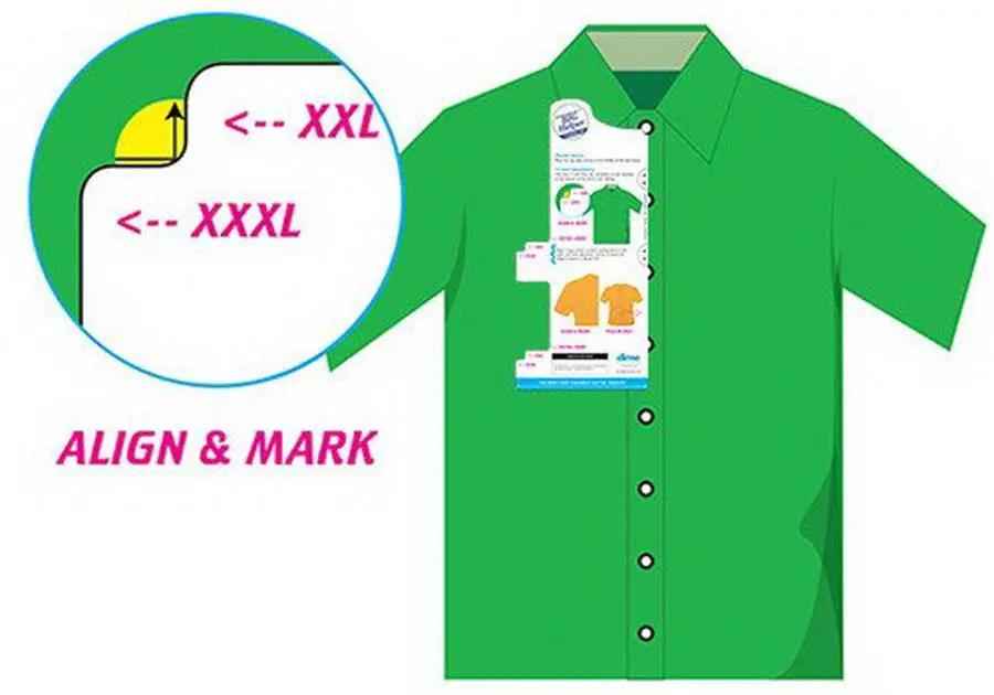 DIME Embroiderers BIG Helper embroidery kit shirt, green, sizes XXL–XXXL, with align and mark guide.
