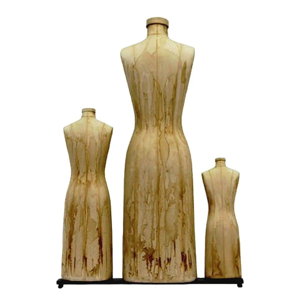 PGM Pro dress form set; ladies mini scale, size 8, includes 3 wood-grain dress forms