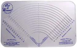 Phillips Fiber Art Cut A Round Standard ruler for 6–17 inch circles, clear plastic template with purple marks.