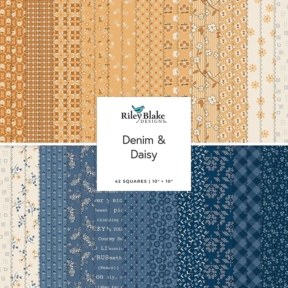 Riley Blake 10in Stacker Denim & Daisy (10-18130-42)