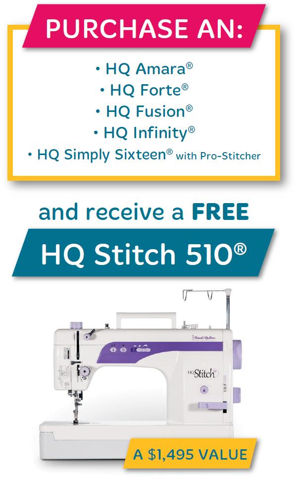 Advertisement for HQ Stitch 510 Machine with Machine Image