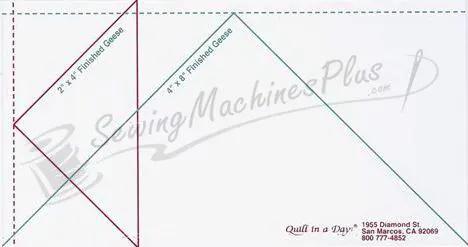 Quilt in a Day Flying Geese Ruler set (2 rulers) with red and blue line diagrams.