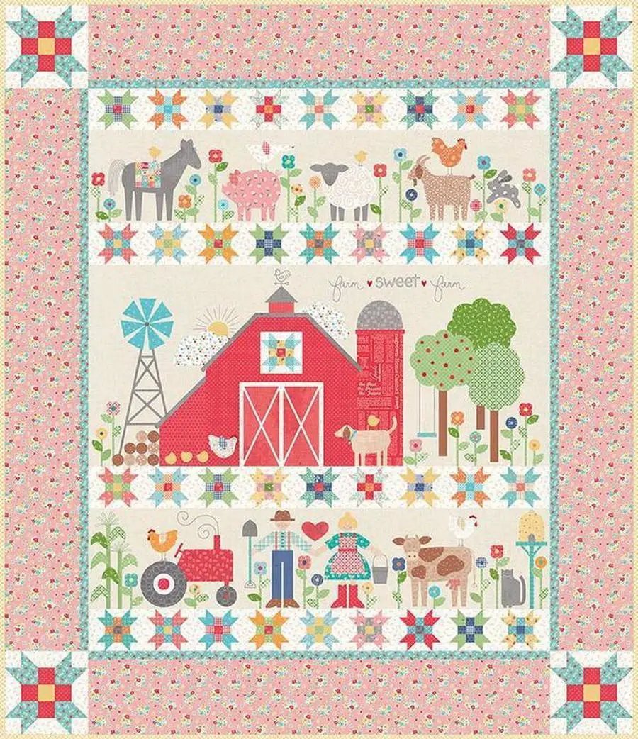Fabric Kit Farm Sweet Farm Quilt by Lori Holt from Riley Blake Designs; colorful farm-themed fabrics.
