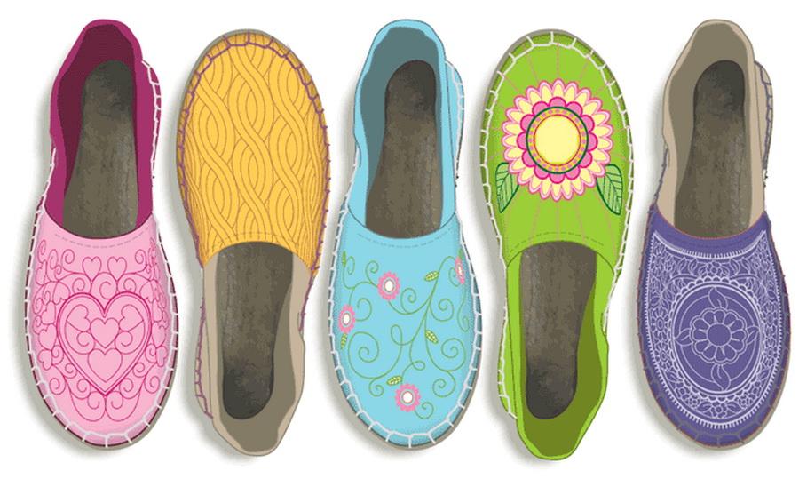 Espadrille Fabric Couture Embroidery CD w/SVG - Designs by Hope Yoder