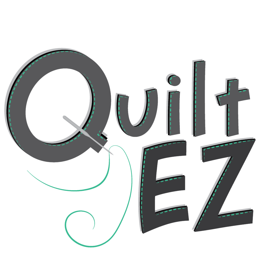 Logo of Quilt EZ with a needle and thread design