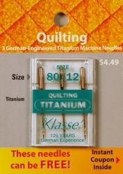 Klasse Quilting Titanium Needles 80/12 - Buy 2 Get 1 FREE - Sewingmachinesplus.com