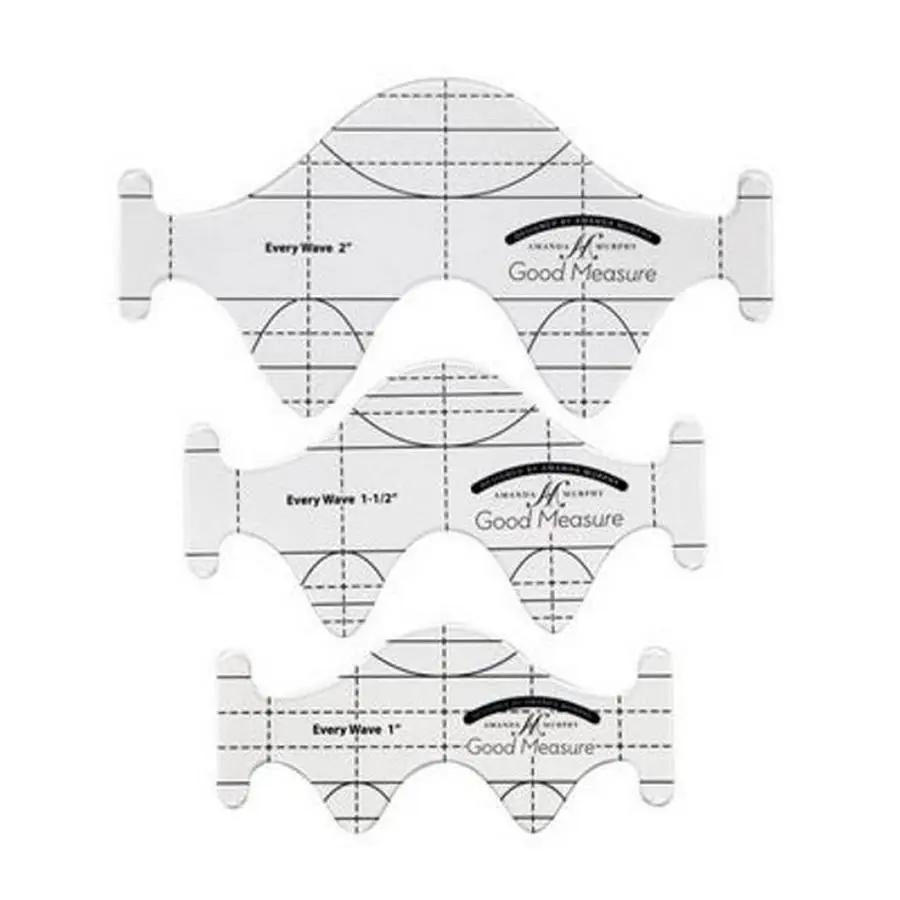 Good Measure Low Shank Every Wave Quilting Template Ruler 3 PC Set - Sewingmachinesplus.com