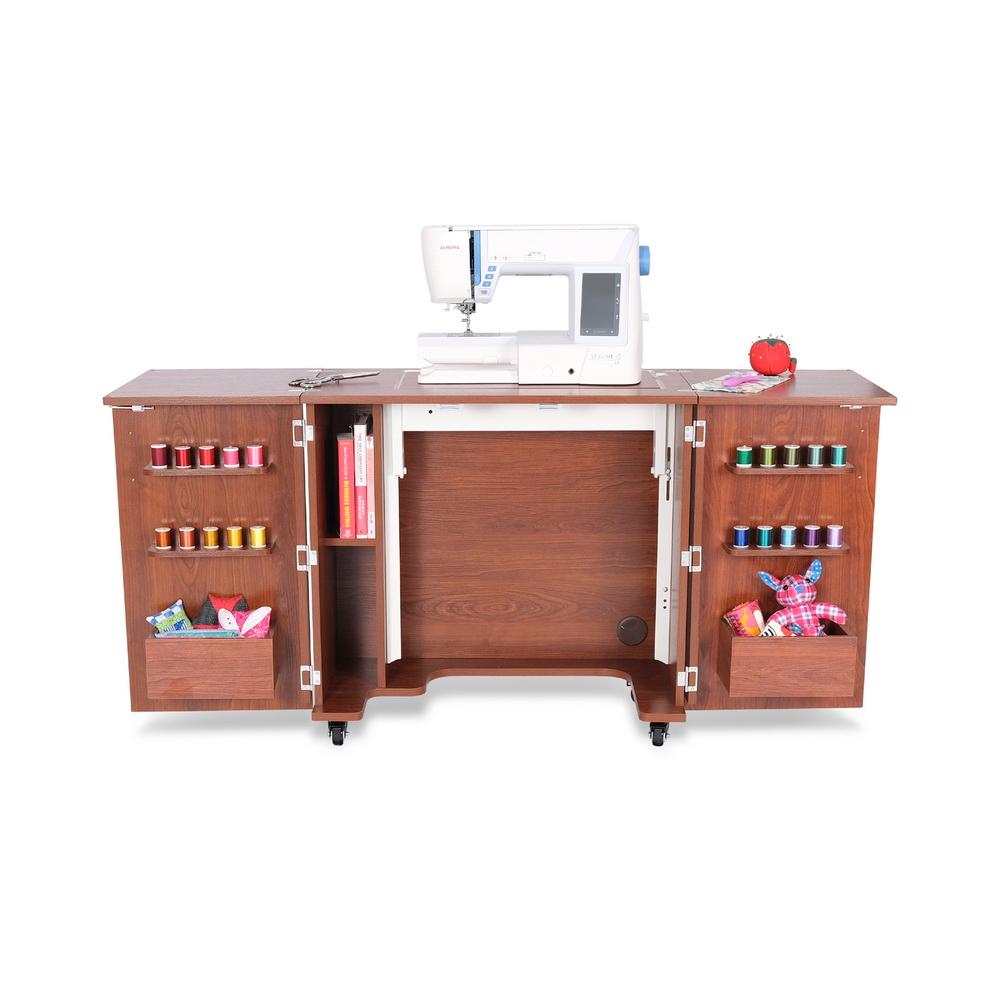 Kangaroo Sewing Furniture Bandicoot 2 Cabinet Teak b8205 Studio Set With Kiwi Storage Cabinet - Sewingmachinesplus.com
