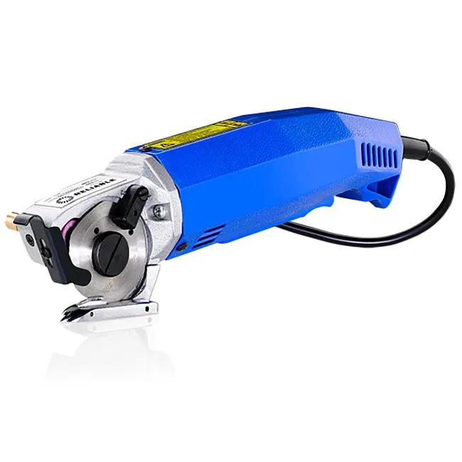 Reliable 1000FR rotary cloth cutter, blue body with power cord.