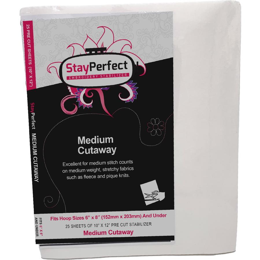 StayPerfect Medium Cutaway Pre Cut Stabilizer Sheets 25 pack - Sewingmachinesplus.com