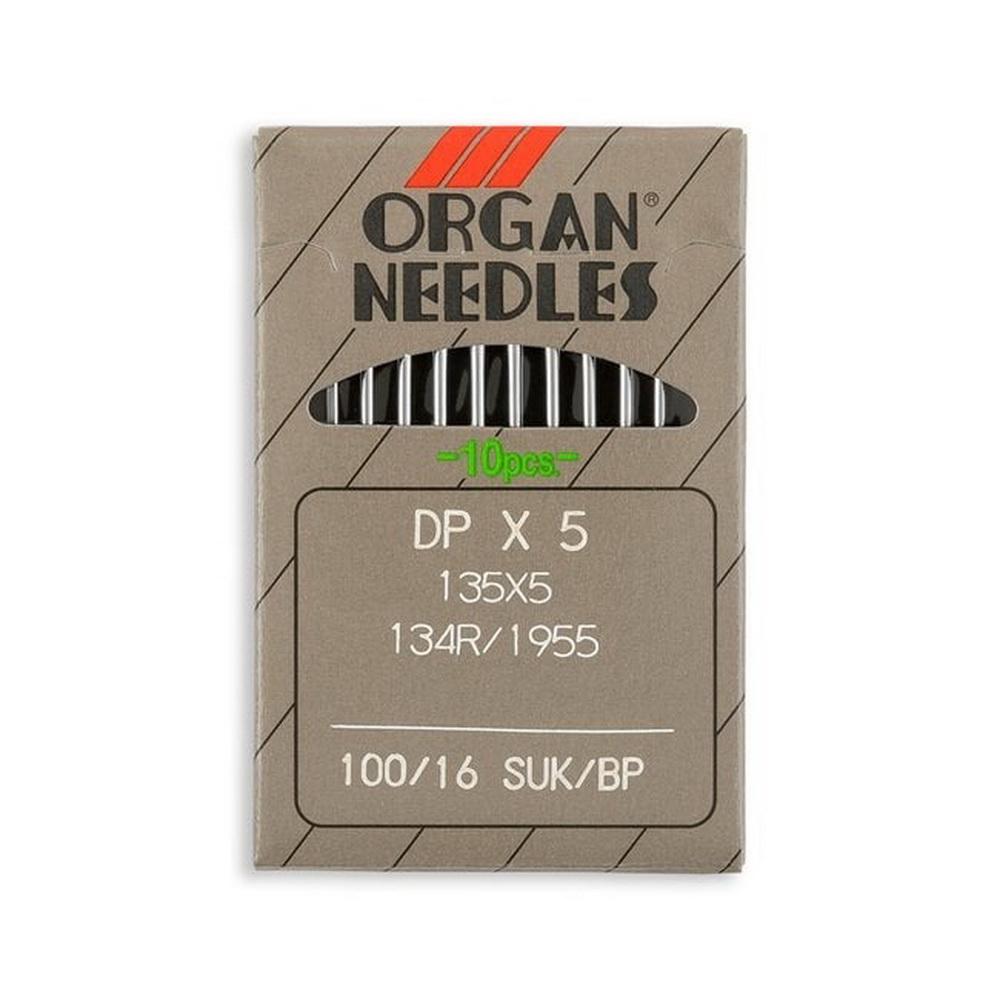 Organ Medium Ball Point (SUK) Straight Stitch Industrial Machine Needles - Size 16 - DPx5, 135x5, 134R/1955 - 10/Pack - Sewingmachinesplus.com