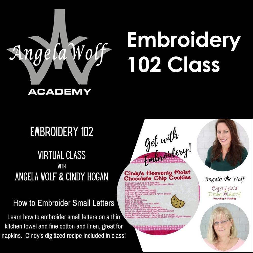 Angela Wolf Academy Embroidery 102 Class - Sewingmachinesplus.com