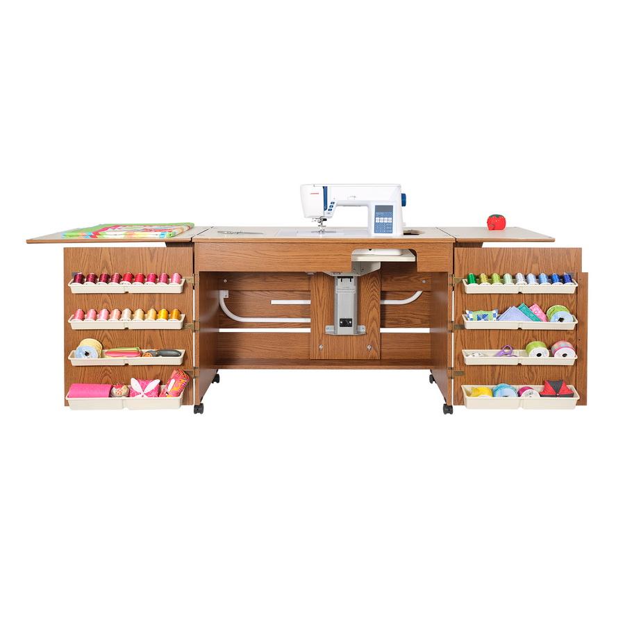 Arrow 98700 Bertha Sewing Cabinet for large machines - Oak Finish