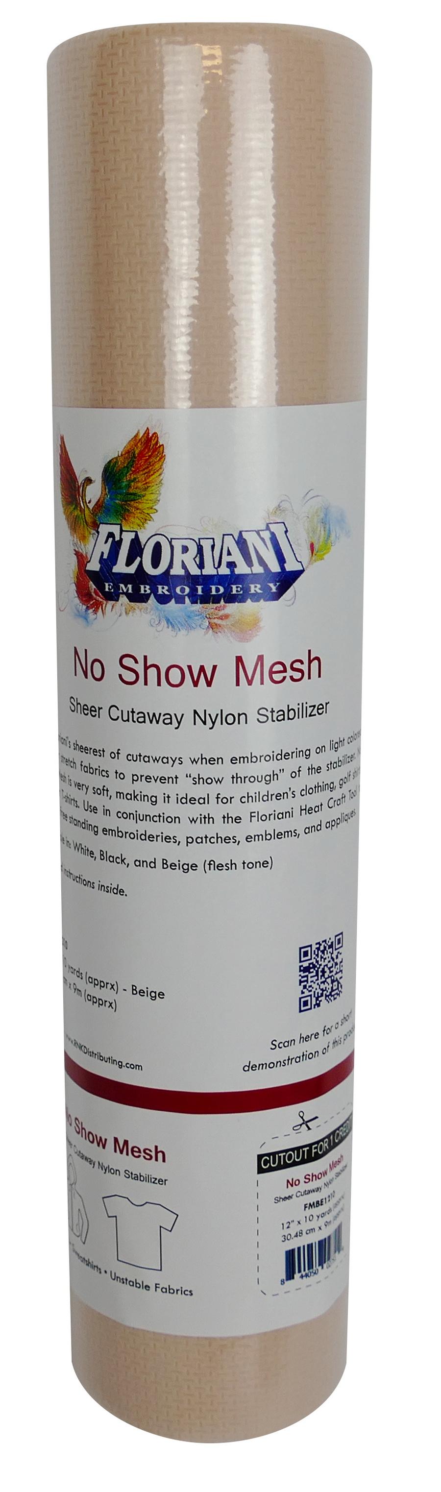 Floriani Beige No Show Mesh Sheer Cutaway Stabilizer, 12 in. x 10 yds.