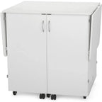 Kangaroo Kabinets Emu sewing cabinet on wheels, white two-door design.