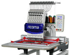 RiCOMA 1501PT 15-needle embroidery machine with stand and software, blue front cover