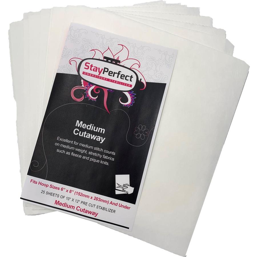 StayPerfect Medium Cutaway Pre Cut Stabilizer Sheets 25 pack - Sewingmachinesplus.com