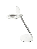 Daylight Halo 8D table magnifying lamp; white finish, adjustable arm
