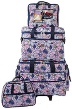 Bluefig Quilter Deluxe Combo: 19" Wheeled Bag, Project Bag, Fat Quarter Bag, Satchel and Thread Carrier - Maisy - Sewingmachinesplus.com