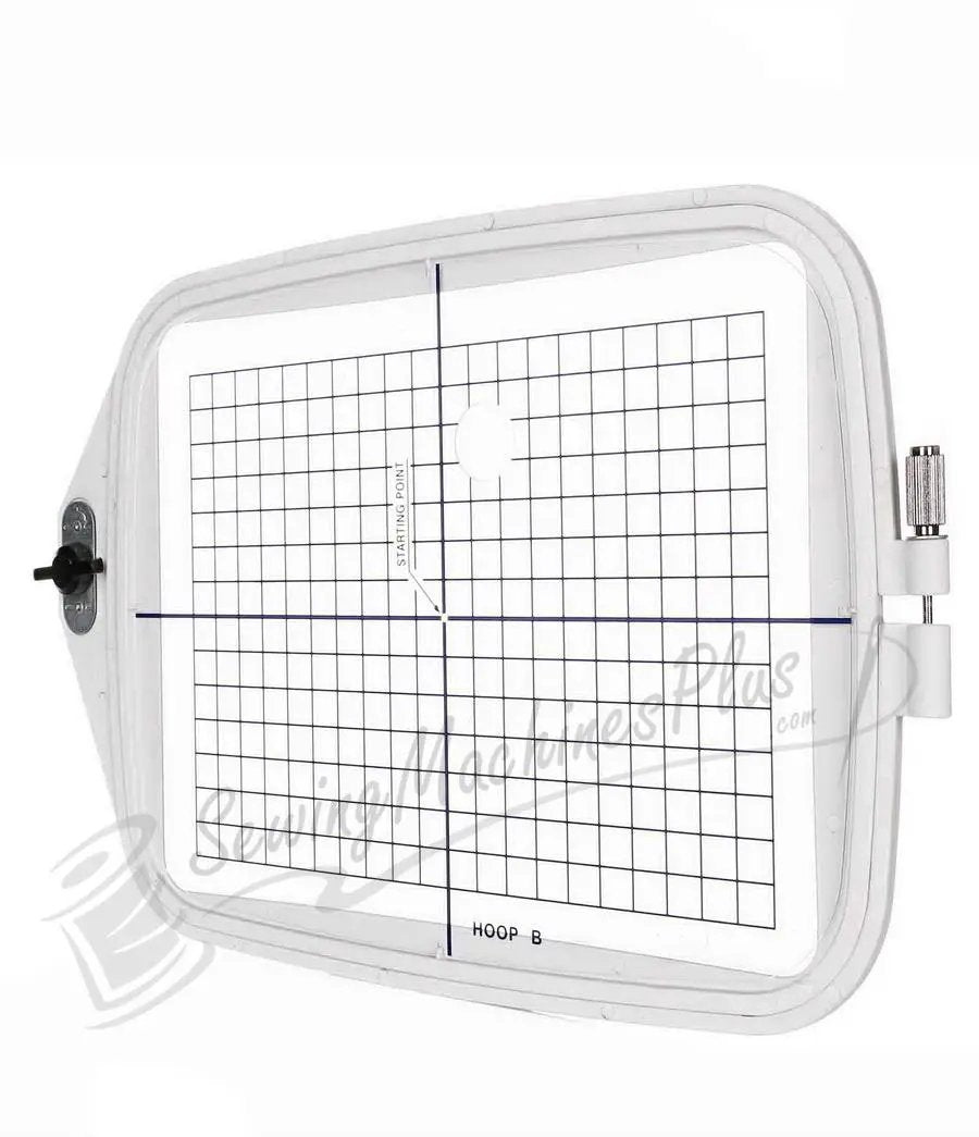 Sew Tech Hoop B embroidery hoop, 5.5 x 7.92 in, white plastic frame with grid markings