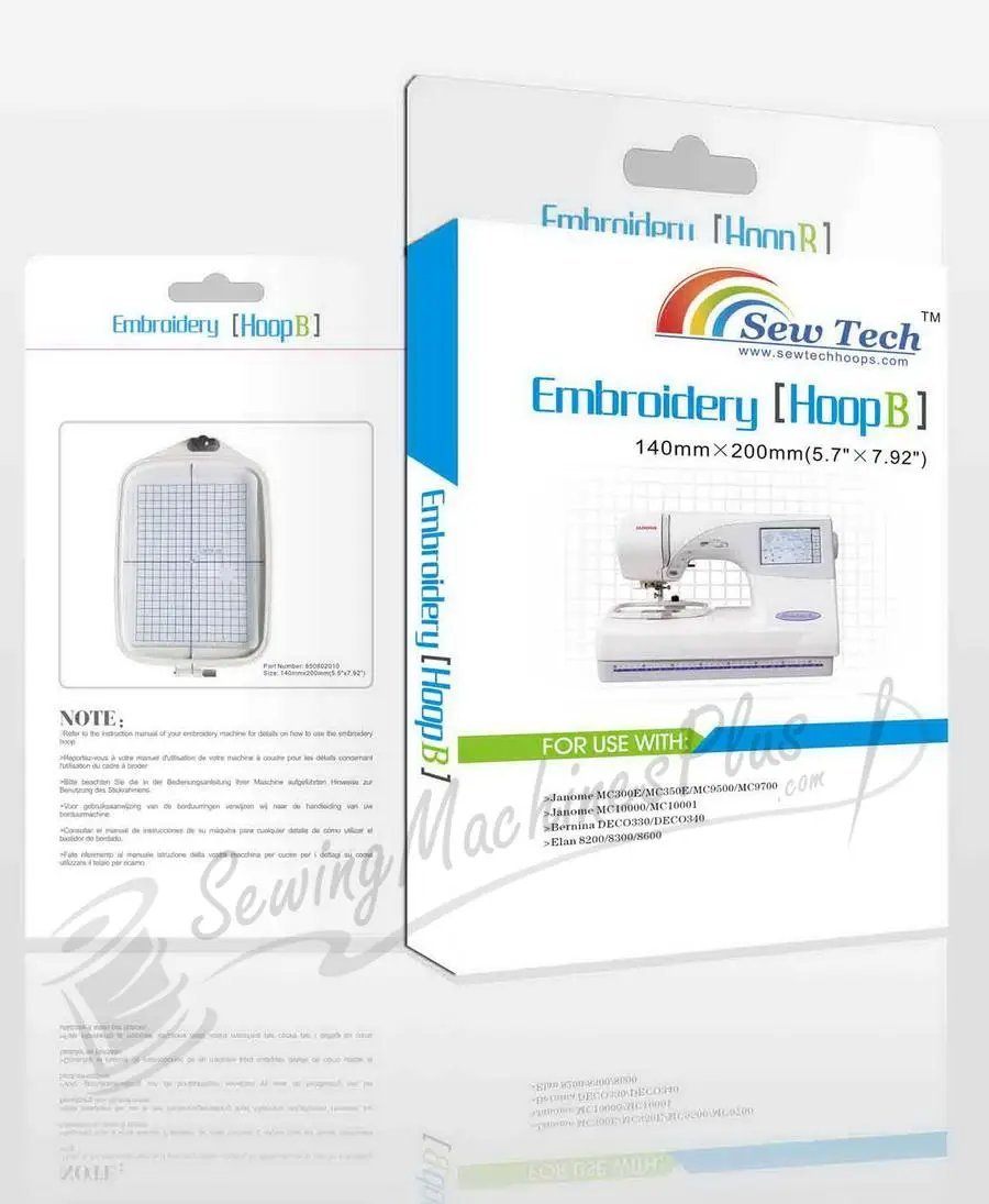 Embroidery Hoop B 5.5x7.92in (140x200mm); Sew Tech two-pack, Janome-compatible.