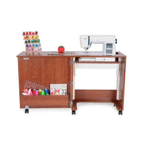 Arrow 105 Judy Sewing and Craft Table with Storage and Adjustable 3-Position Lift - Teak