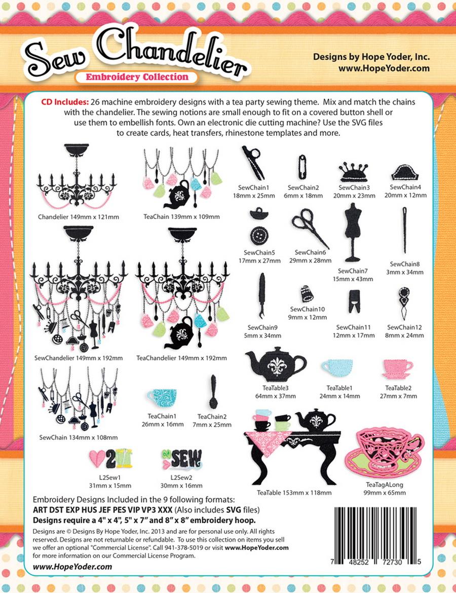 Sew Chandelier Embroidery CD w/SVG - Designs by Hope Yoder