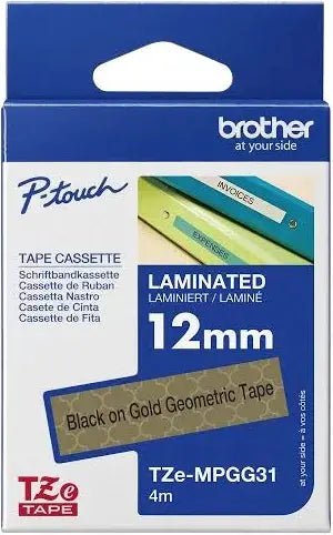 P-Touch Embellish Blk/Gld Pattern Tape 1/2" (TZE-MGGG31) - Sewingmachinesplus.com
