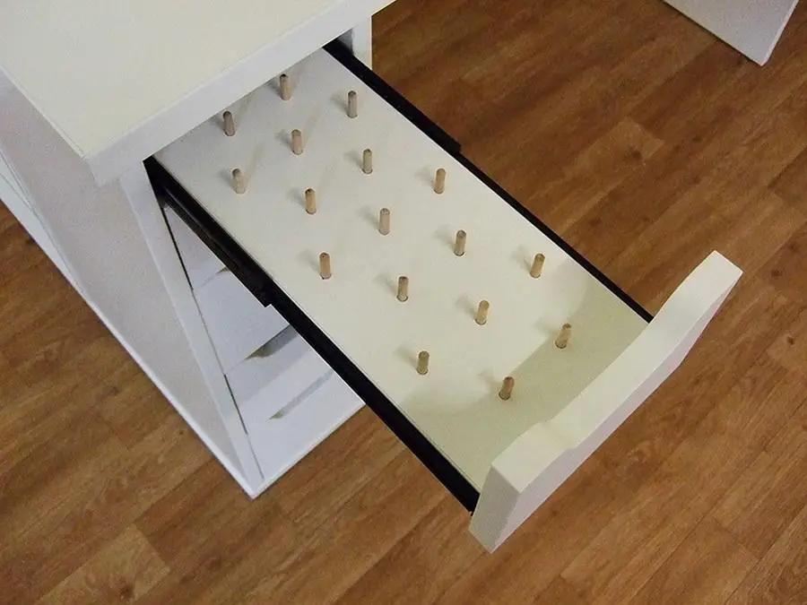 Arrow White Ginger sewing cabinet with pull-out drawer and peg rack