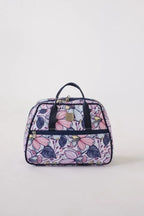Bluefig Quilter Deluxe Combo Maisy floral bag set in pink and purple with dark blue handles