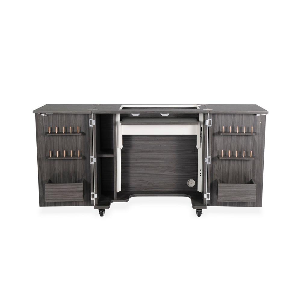 Kangaroo Sewing Furniture Bandicoot 2 Cabinet Studio Set with Kiwi Storage Cabinet and Arrow Hydraulic Chair - Grey B8207 - Sewingmachinesplus.com