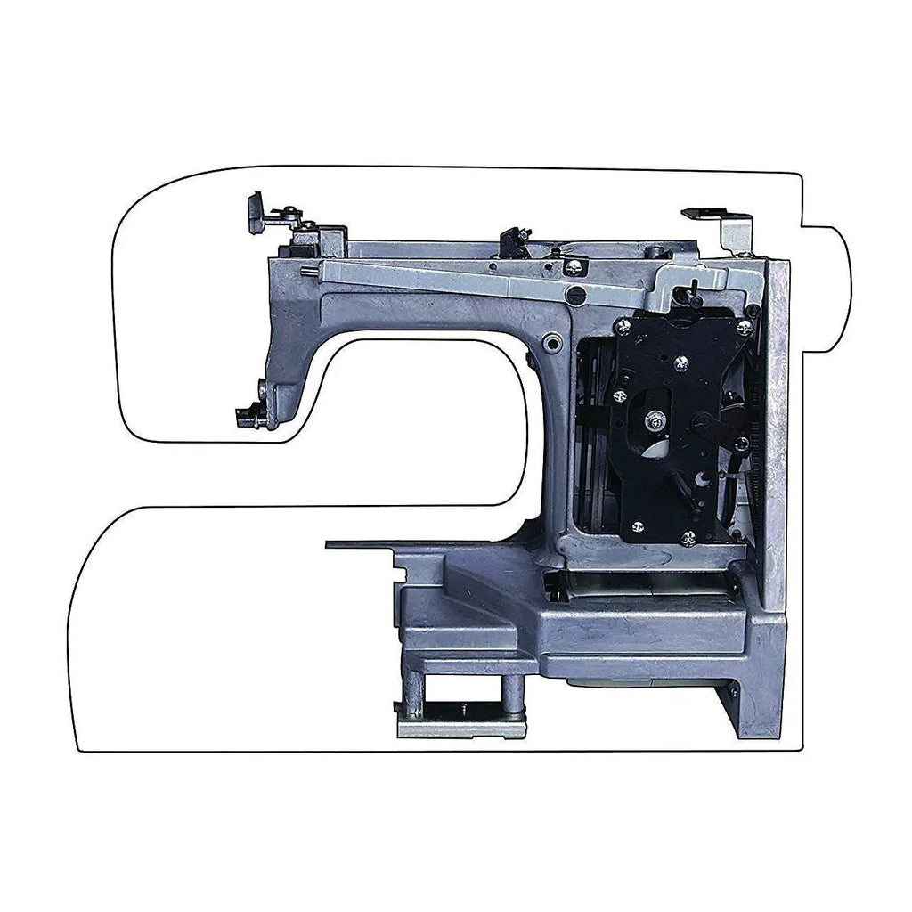 Singer Starlet sewing machine mechanism in gray metal body