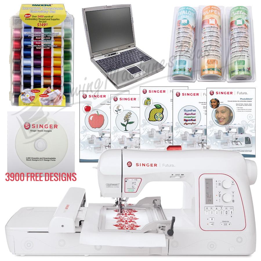 Singer XL-580 Futura I WANT IT ALL SPECIAL! Software, Thread, Stabilizer, 3900 FREE Designs, and More!