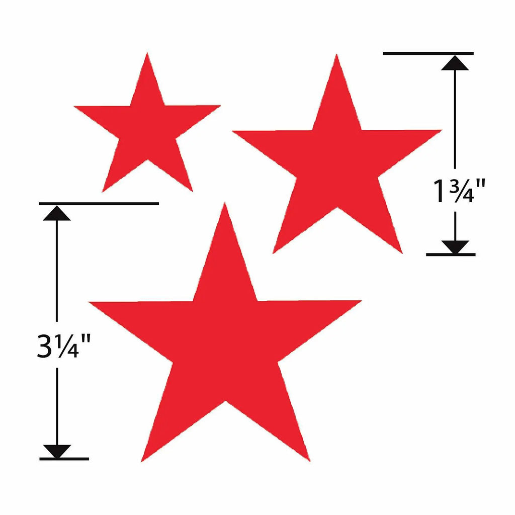 Sizzix Bigz Die - Stars cutting die; three red star shapes in varying sizes (3 1/4 in and 1 3/4 in shown).
