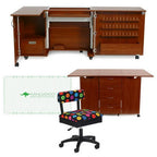 Kangaroo Sewing Furniture Wallaby II and Kookaburra Bundle Cabinet Set (Teak) - Sewingmachinesplus.com