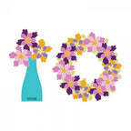 Sizzix Bigz Die Flower Layers #4: two die-cut designs—turquoise vase bouquet and multicolor wreath.