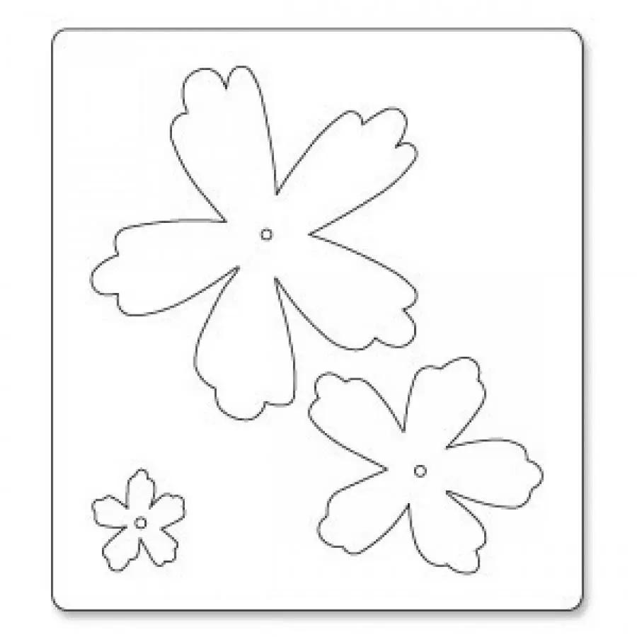 Sizzix Bigz Die Flower Layers #4 by Debi Potter; three flower shapes outlines on white die sheet