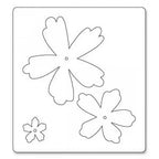 Sizzix Bigz Die Flower Layers #4 by Debi Potter; three flower shapes outlines on white die sheet