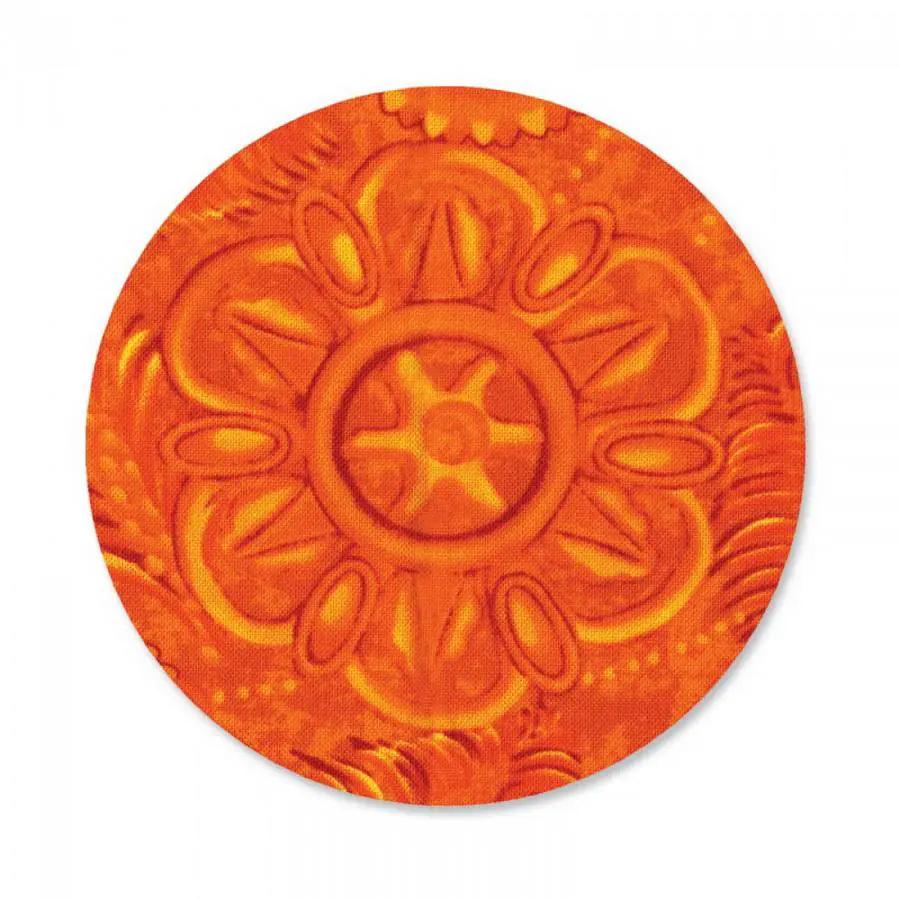 Sizzix Bigz Circle 4-inch cutting die in orange with a floral mandala design.