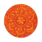 Sizzix Bigz Circle 4-inch cutting die in orange with a floral mandala design.