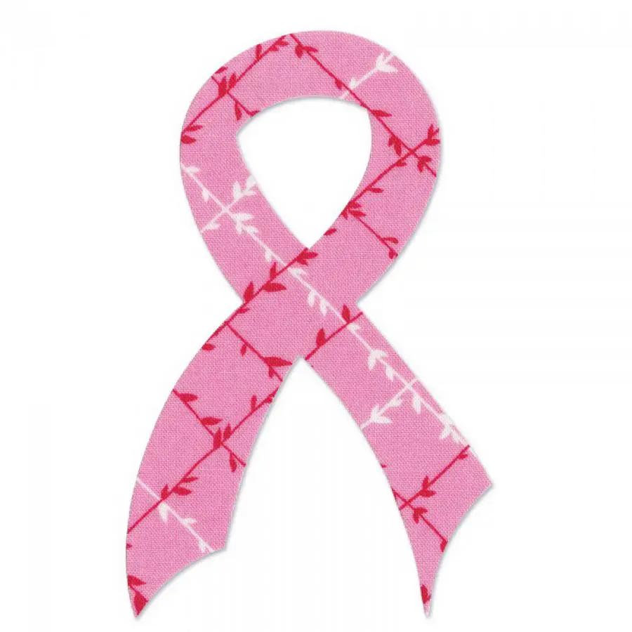 Sizzix Bigz Die - Awareness Ribbon pink fabric-cut die with white vine pattern