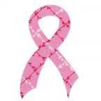 Sizzix Bigz Die - Awareness Ribbon pink fabric-cut die with white vine pattern