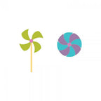 Sizzix Bigz Die set Candy Swirl Insert by Rachael Bright; two dies: palm tree and swirl circle in green and teal/purple