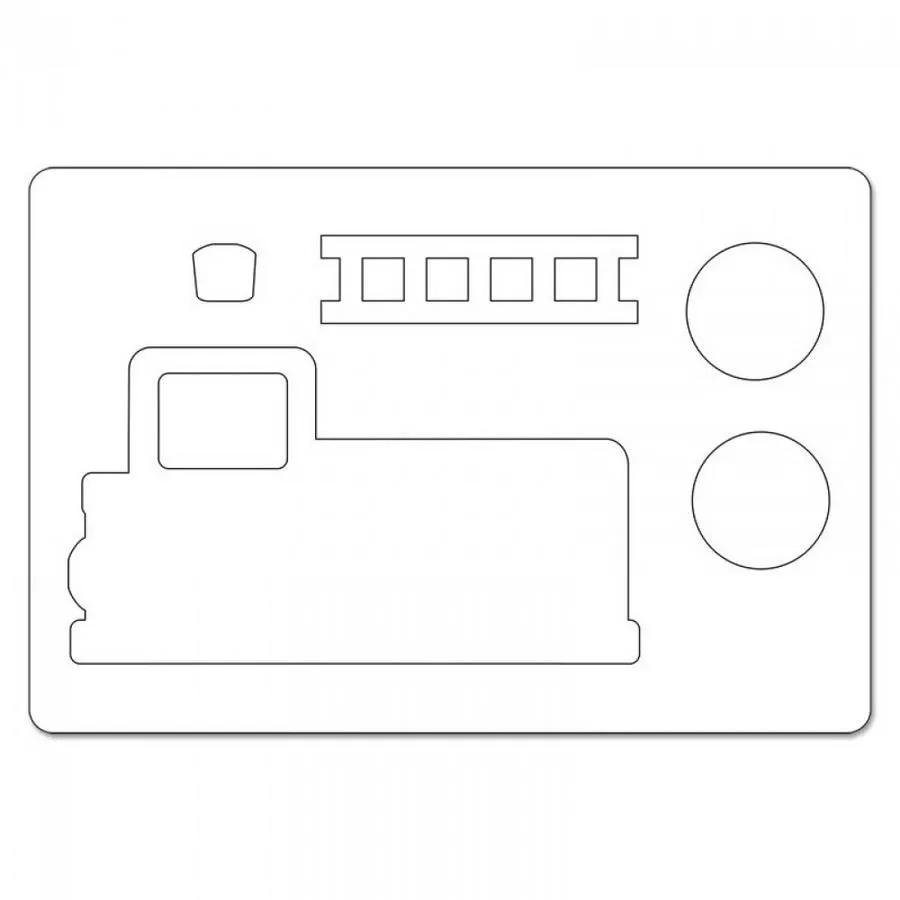 Sizzix Bigz L Die Fire Truck cutting die set with truck silhouette, wheels and window shapes
